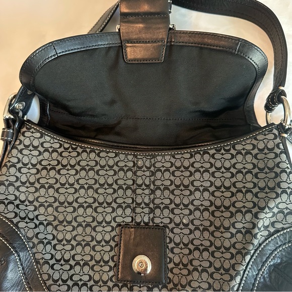 COACH Chic Black and Gray Shoulder Bag with silver buckle style - Picture 4 of 10
